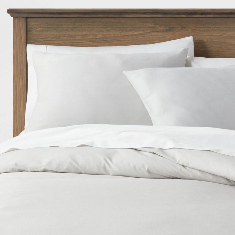 3pc King 250TC Washed Cotton Sateen Duvet Cover Set - Light Gray